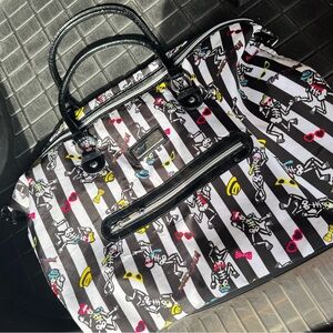 Betsey Johnson Large Travel Duffel Bag Skeletons Sunglasses